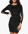Black Lace-Up Sleeve Bodycon Dress