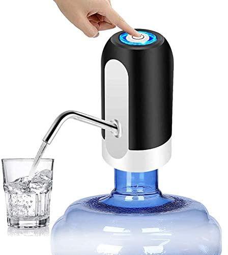 مضخة زجاجة مياه سعة 5 جالون موزع زجاجة مياه شرب تلقائية شحن USB مضخة مياه كهربائية محمولة لموزع المياه ومفتاح زجاجة مياه (أبيض)