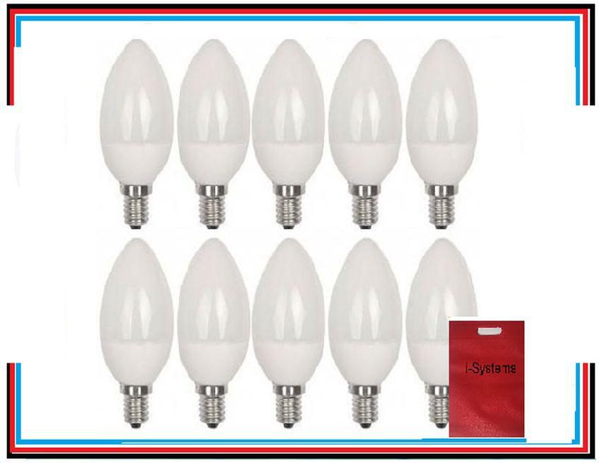 Led E14 Candle Lamps - White Light - 10 Pcs - 5 Watt - White Cover