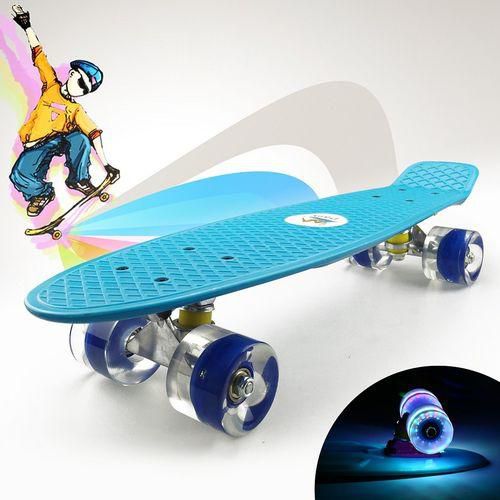 Generic PU Flash Wheels Fish Shape Skate Board With Carrying Bag & Tool - Light Blue