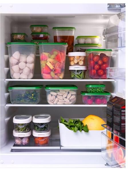 PRUTA Food container, set of 17, transparent/green - IKEA
