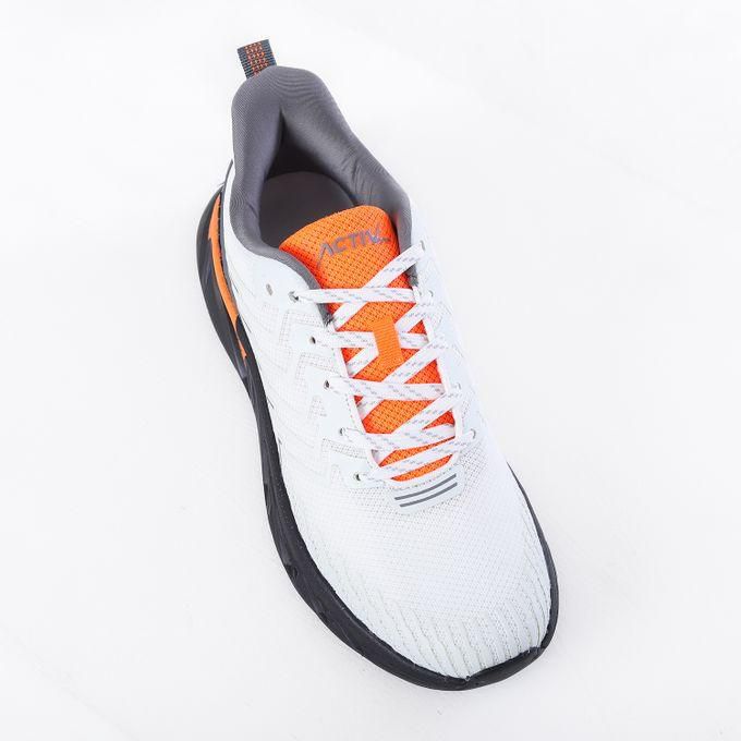 Activ Rubber Details White Lace Up Round Toecap Sneakers