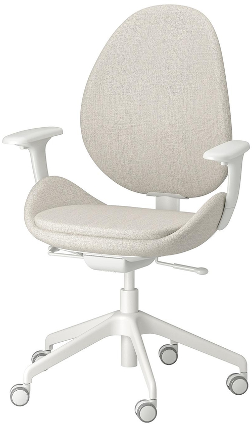 HATTEFJÄLL Office chair with armrests - Gunnared beige/white
