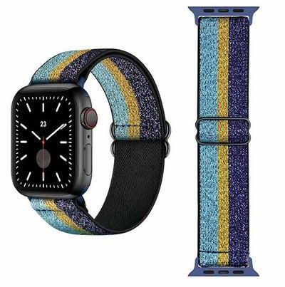 Funky Adjustable Braided Solo Band For Apple Watch Series 6/SE/5/4/3/2/1 40/38mm Blue/Golden