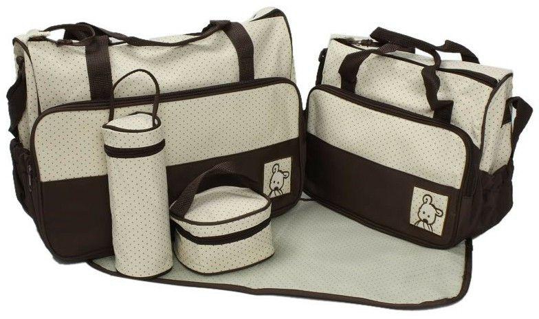 5-in-1 Set Multi Function Baby Diaper Nappy Bag Mummy Babies Bags Changing Set Handbag  GH8687   Coffee