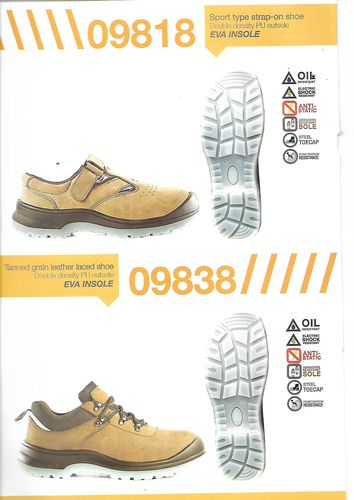 Tanned Grain Leather Strap-On Safety Shoes DD09818 - 8 Sizes
