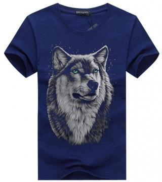 cotton 3d t shirt men 2016 summer new arrvial 3D funny wolf man's T-shirt extended plus size 4XL blue S