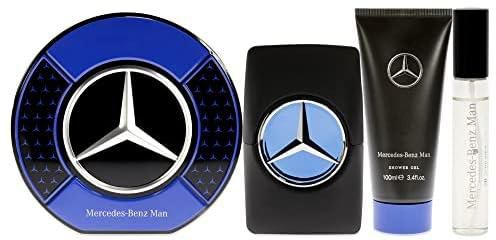 Mercedes-Benz Man 2022 3.4oz EDT Spray, 10ml EDT Spray, 3.4oz Shower Gel Men 3 Pc Gift Set