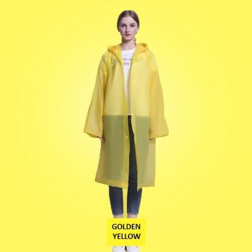 Raincoat With Hood For Women And Men Transparent Camping EVA - Yellow