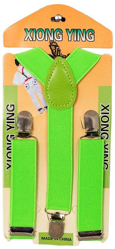 Fashion Green Lime Boy's Adjustable Suspenders With Silver Clip