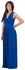 Generic Sleeveless Women V-neck Corset Bow Dating Bodycon Sexy Night Club A-line Dress -blue