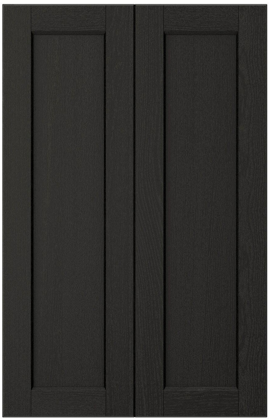LERHYTTAN 2-p door f corner base cabinet set - black stained 25x80 cm
