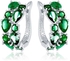 Green Crystal Flower Stud Earrings Silver  LZESHINE Brand