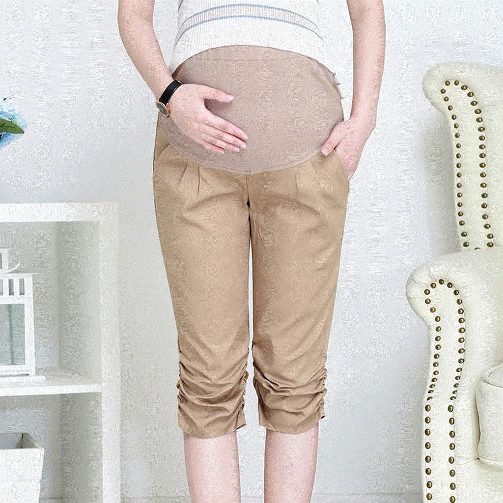 2021 High quality Women's Maternity Pants Pregnant Calf-Length Pants Pregnancy Casual High Waist Pants Large Size Cropped Trousers For Pregnant