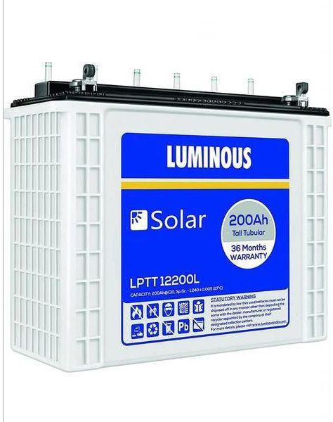 Luminous 200 AH Solar Battery Heavy Duty Use TUBULAR LPTTEX SOLAR BATTERY 12V