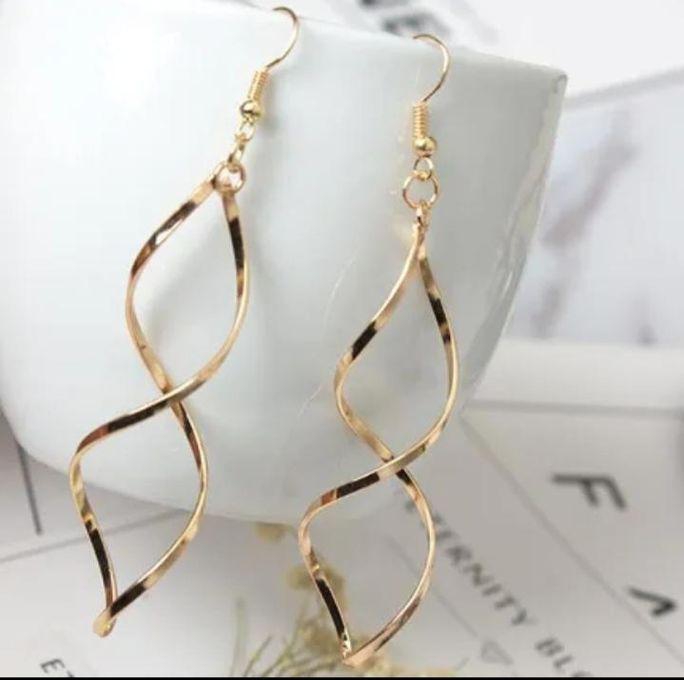 Fashion Ladies Double Spiral Twisted Wave Drop Statement Earrings for Women