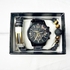 3-Piece Casual Men's Beaded Bracelet and Quartz Watch Set