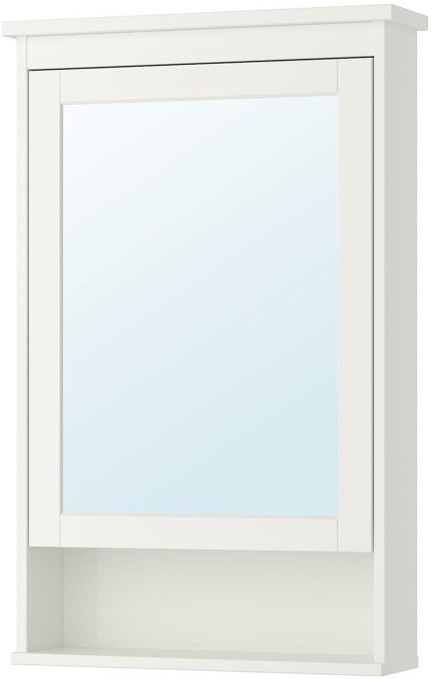 HEMNES خزانة بمرآة مع 1 باب - أبيض ‎63x16x98 سم‏