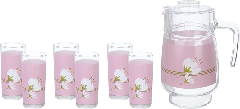 Get Luminarc Glass Juice Set, 7 Pieces - Clear with best offers | Raneen.com