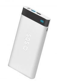 SBS Portable Power Bank, 10000mAh, 3 USB Ports - White