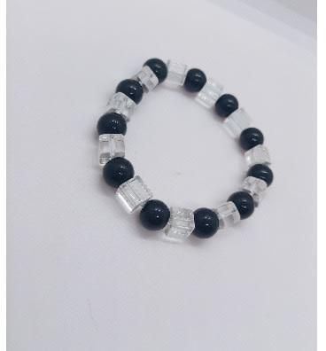 2pcs Unisex Elastic Neaded Bracelets - Black/white