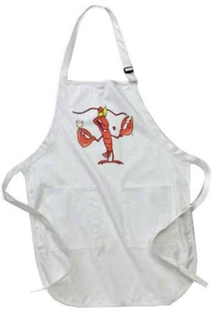 Funny Toasting Lobster Cartoon Printed Apron With Pockets White multicolor 20x30cm