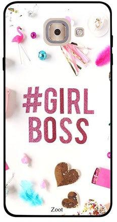 غطاء حماية واقٍ لهاتف سامسونج جالاكسي J7 ماكس مطبوع بعبارة "#Girl Boss"
