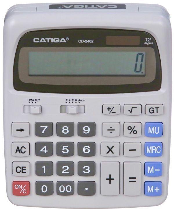 Catiga Big Display Electronic Calculator - 12 Digits - CD-2402 - Grey