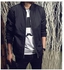 Bluelans Men's Fashion Short Stand Collar Jacket Casual Slim Fit Coat Long Sleeve Outwear-Black
