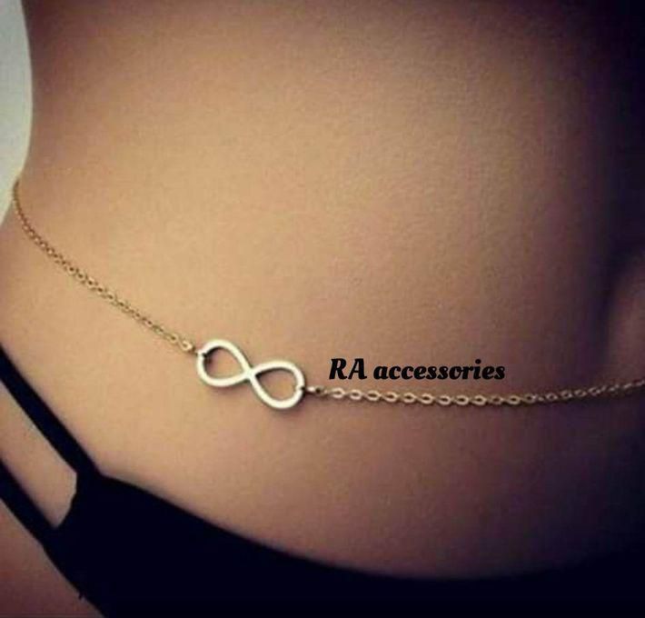 RA accessories Chain Body Silvery With Infinity _belly Chain