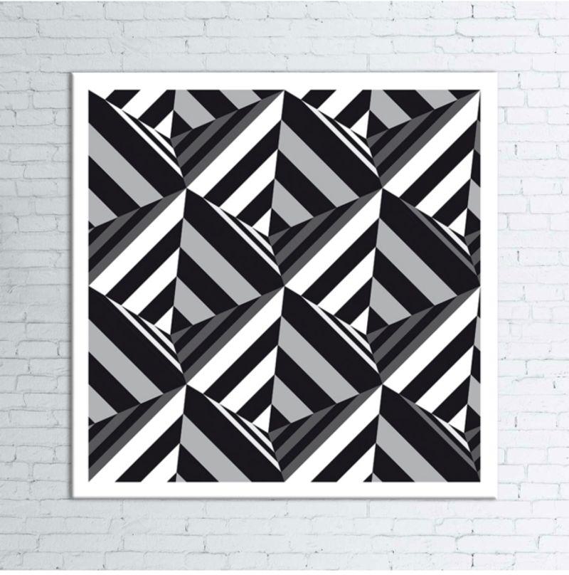 Decorative Wall Painting With Frame Black/White 40x40 centimeter