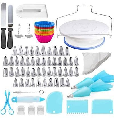 Cake Decorating Kit, 107 PCS Baking Supplies With 11 Inch Cake Turntable, Cake Sculpting Tools Icing Tips, Cake Spatulas, Pastry Tools, Cutter, Cake Nozzles for Beginners and Professional