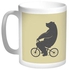Bear Driving A Bicycle Printed Coffee Mug Beige/Grey/White
