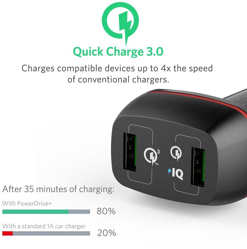 Anker PowerDrive Quick Charge 3.0 Anker 42W 2-Port USB Car Charger - Black