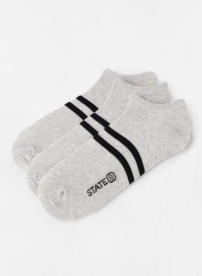 Contrast Ankle Socks (Pack of 3) Grey