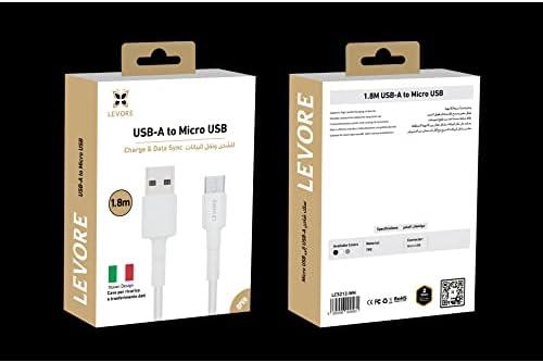 Levore USB-A to Micro USB Cable, 1.8 Meter Length, White