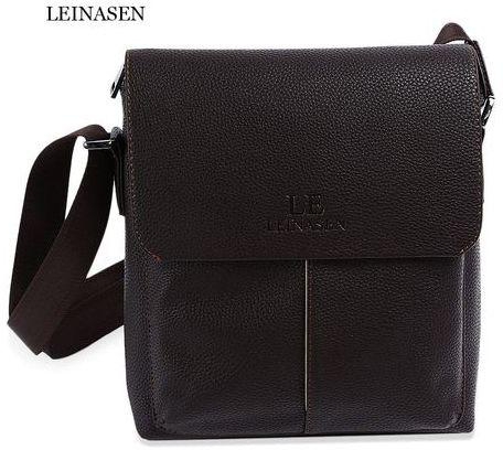 LEINASEN LEINASEN Casual Solid Color Water Resistance Male Crossboby Bag (Brown)