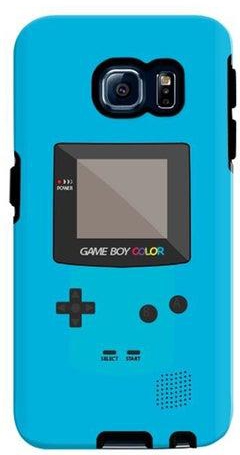 Premium Dual Layer Tough Case Cover Gloss Finish for Samsung Galaxy S6 Edge Gameboy Color Blue