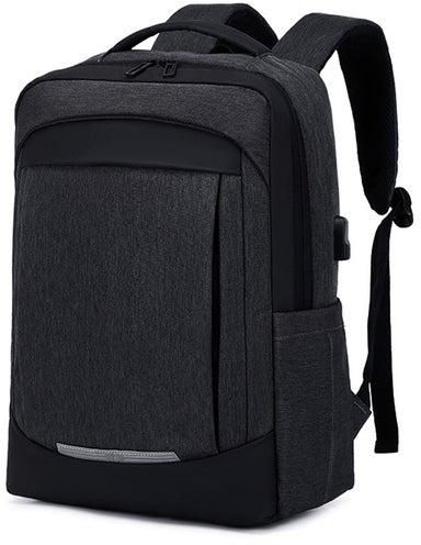 Rl-6301 Casual Laptop Unisex Travel Professional Waterproof USB Port Backpack Bag - Black