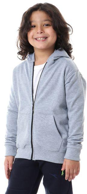 Izor Boys Zipper Hooded Sweatshirt - Heather Grey