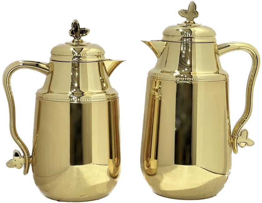 Home Maker Tea And Coffee Vacuum Flask Set QBC-C95 Gold 700ml+1L 2 PCS