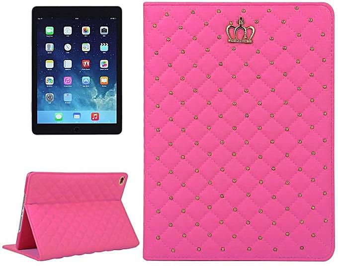 Generic Crown Plaid Texture Horizontal Flip Smart Leather Case With Holder For IPad Air 2 / IPad 6(Magenta)
