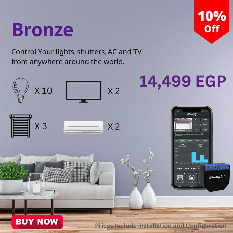 Home Automation WIFI Smart Home Bronze Package to Control 10 Lights 3 Shutters 2 TVs and ACs Bronze