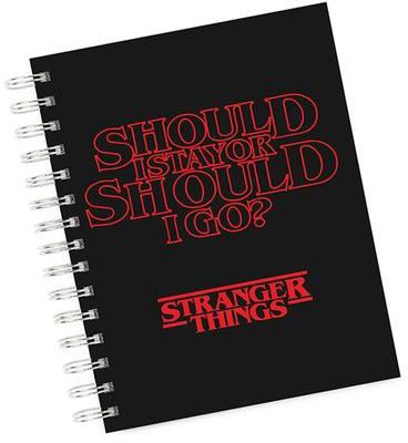 دفتر ملاحظات مقاس A4 مطبوع عليه عبارة "Should I stay or Go" من مسلسل "Stranger Things" أسود