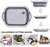 Fusked Chopping Board with Drainer Vegetable Cutters pad, Plastic Cutting Chopping Board, Collapsible Cutting Board, Silicone Chopping Board for Kitchen, Vegetable and Fruit Washing, (Grey & White).