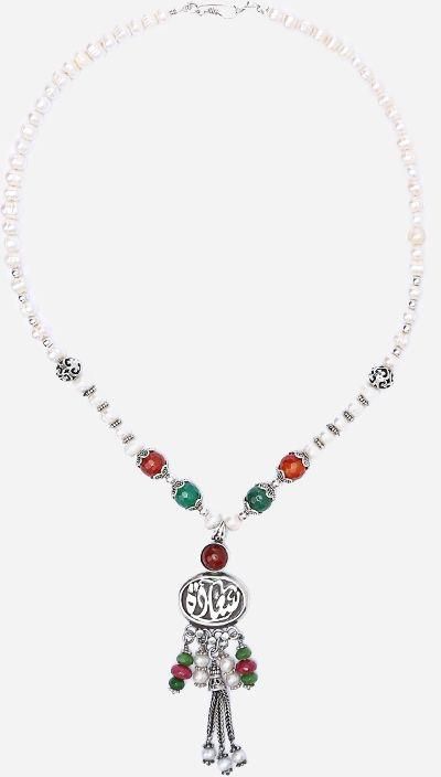 Style Europe 925 Silver Oriental Fringed Necklace - White