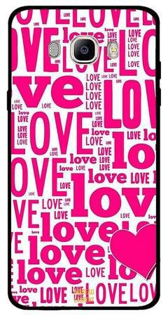 غطاء حماية واقٍ لهاتف سامسونج جالاكسي J7 2016 نمط مجلة مطبوعة بكلمة "Love"