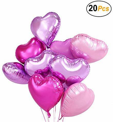 Simple Polymer 18 Inch Pink Heart Balloons Foil Balloons Mylar Balloons For Party Decoration, Pack Of 20