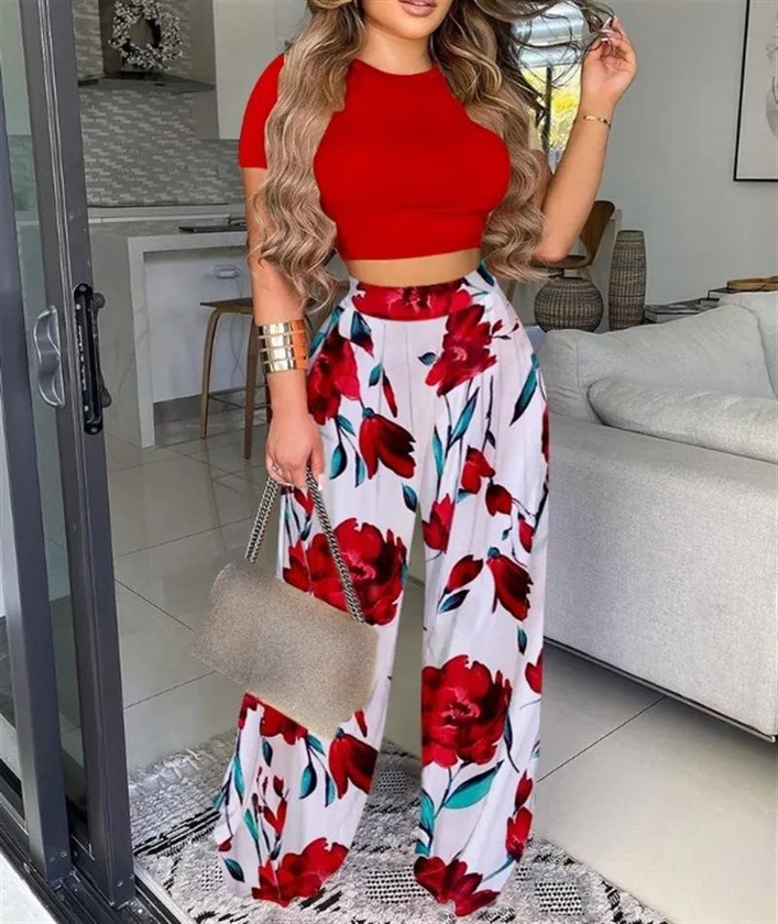 Q801 Independent Station Popular Summer New Product Women's Two Piece Set Printed Tank Top Pants Women's Urban Leisure Style Commuting Fashion Style Elegant Style