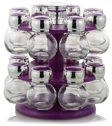 16-Piece Spice Jar Rack Set Purple 18centimeter